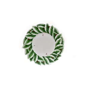 Vintage Este Ceramiche 13&quot; Holly Berry Leaf Serving Plate Italian Made