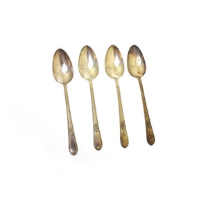 1847 Rogers Bros Silverplate Flatware Adoration 6 1/8&quot; Teaspoon- Qty 4