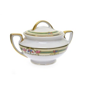 Vintage Victoria Czech DORSET China Urn Flowers Covered Sugar Bowl #1