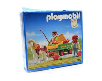 Carro de rancho con caballos, niño y niña, con caja, Playmobil 3713