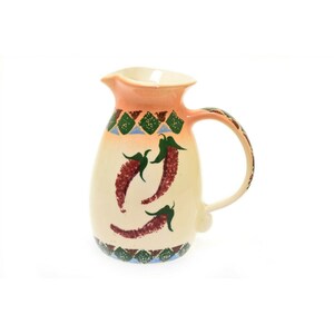 Flat Earth Pottery Chili Peppers Southwestern Design 7&quot; Pitcher