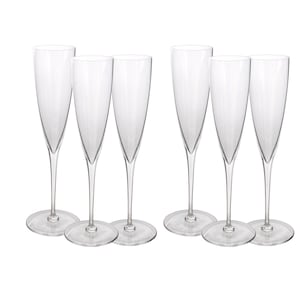 Baccarat Dom Perignon Champagne Flutes Hand Blown Crystal 9 1/4&quot;- Set of 6