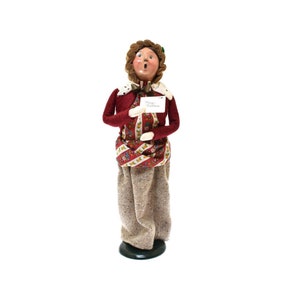 Byers Choice Caroler 1992 Woman w/ Card Merry Christmas 13&quot;