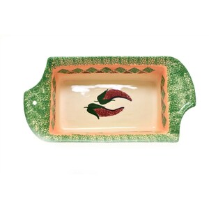 Flat Earth Pottery Chili Peppers Southwestern Design Baking Loaf Pan 11.25&quot;