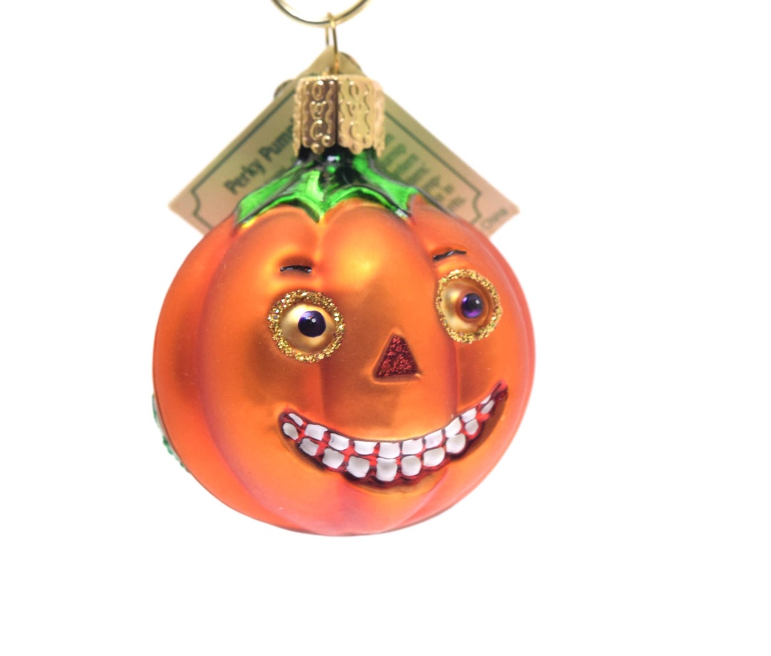 Old World Christmas Blown Glass Ornament Merck Halloween Perky Pumpkin ...