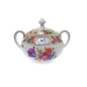 Dresdner Art Schumann Bavaria 2 Handle Covered Sugar Bowl 4.75&quot;