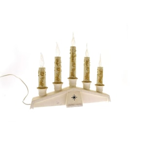 Vintage White Gold Electric 5 Light Candelabra Ivory