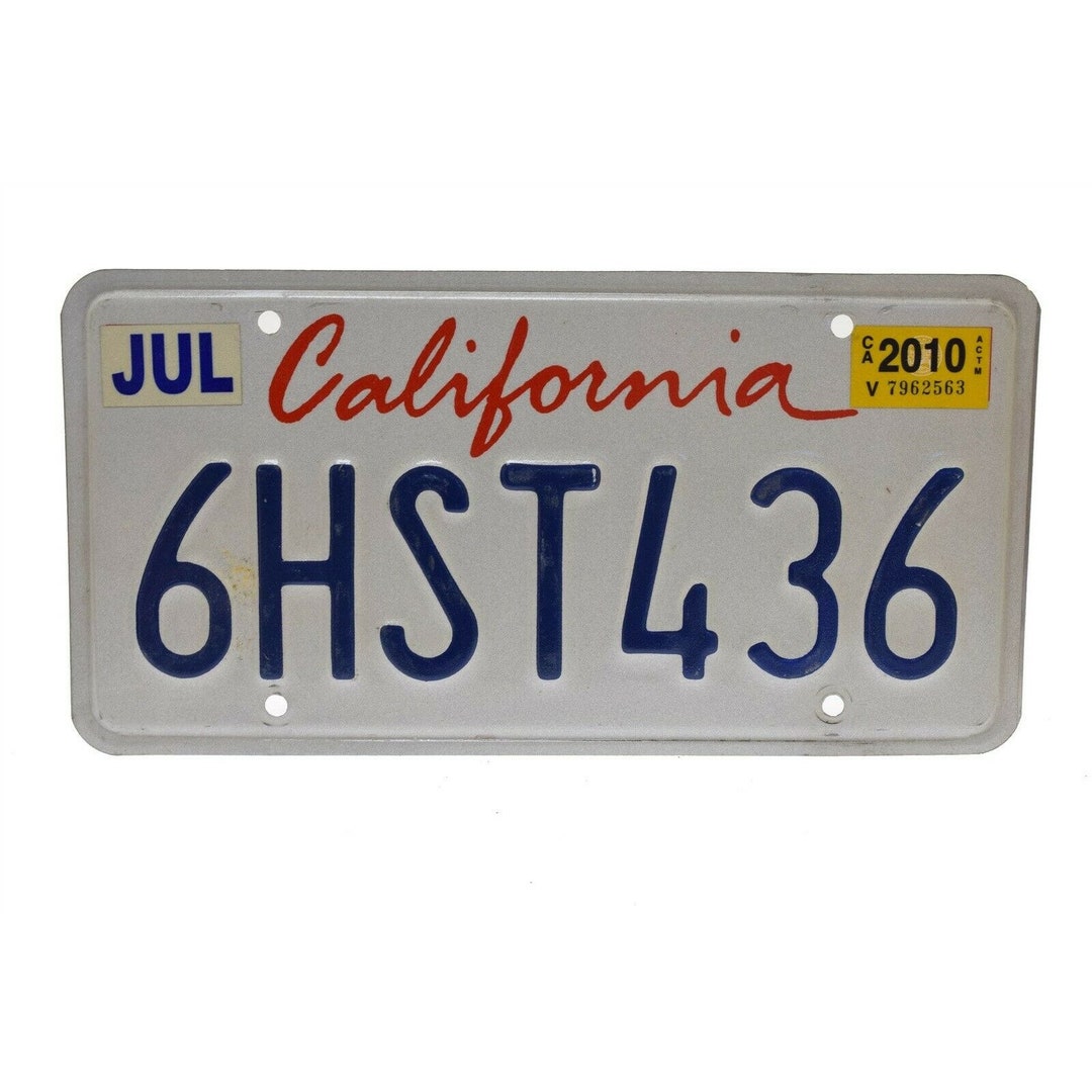 California License Plate White Blue 6HST436 Etsy