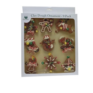 Vintage Holiday Brights Clay Dough Ornaments - Set of 9 Gingerbread Cookie