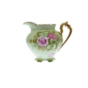 Heritage Green by Lefton Handpainted #796 Pitcher (40oz) Gold Accent