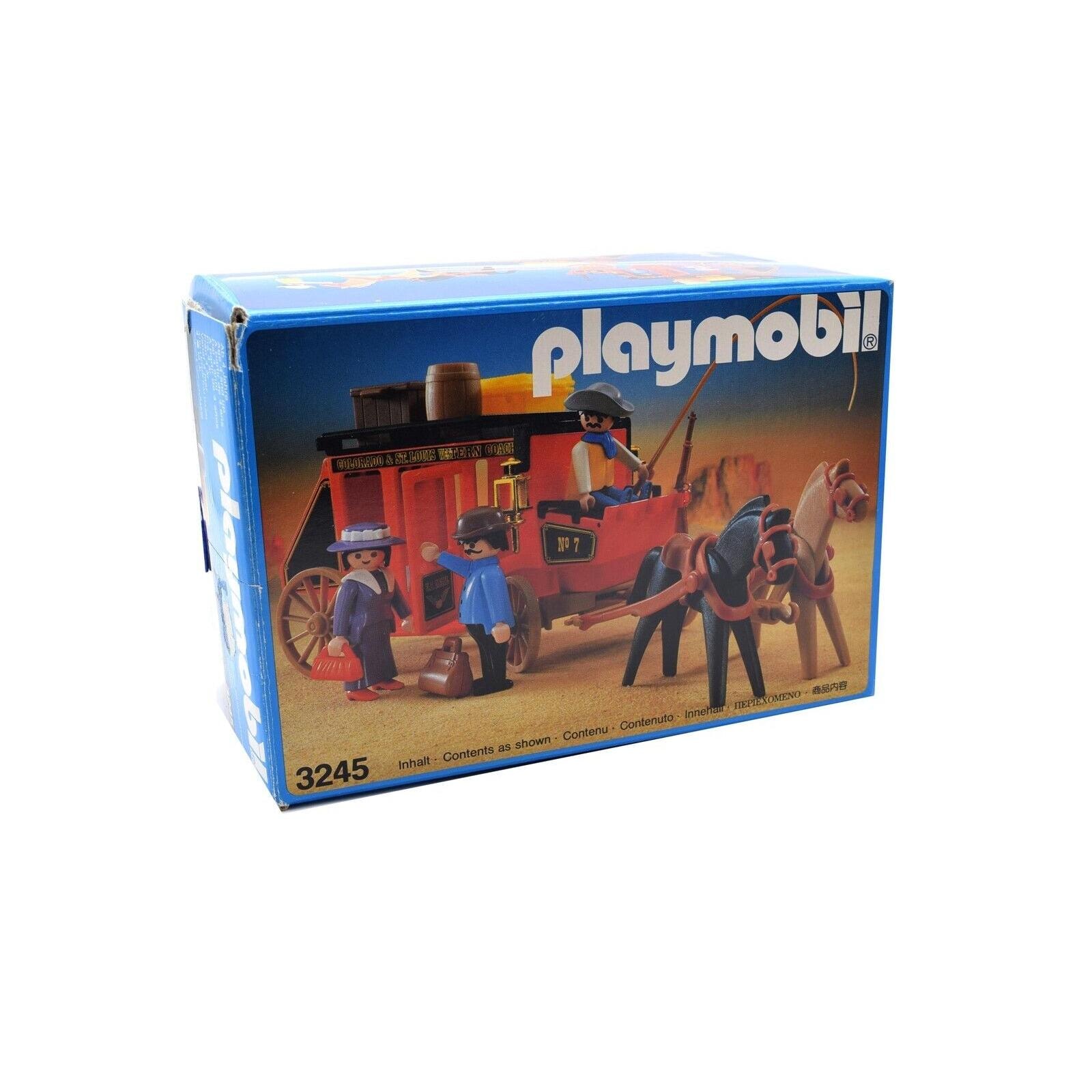 PLAYMOBIL année 1974 lot diligence western cowboys canoës indiens