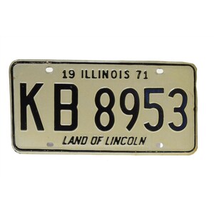 1971 Illinois License Plate Land Of Lincoln KB 8953
