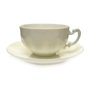 Haviland All White Embossed Tea Cup & Saucer Set