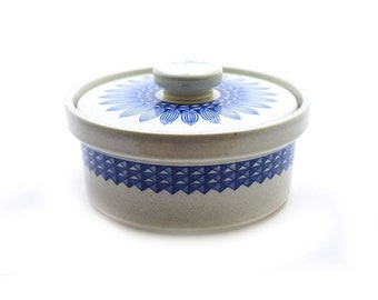 Wedgwood Mexico Blue White Pottery Small Canister Covered Casserole Bean Pot