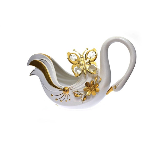 Capodimonte Swan White Fine Porcelain 10k Gold Trim Made in - Etsy
