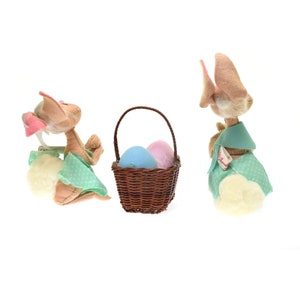 Annalee Doll 1987 Bunny Rabbits W/ Easter Basket & Eggs - Two Dolls 6 ...