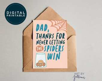 DIGITAL Thank you Spider Father's Day Card, Funny Fathers Day Card, Humor Card for Dad, Card From Child, Fathers Day