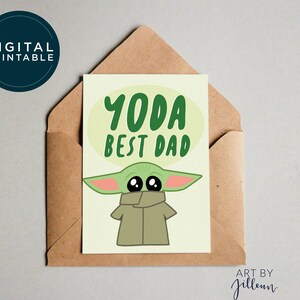 DIGITALE Yoda Beste STEP DAD Card, Fathers Day Star Wars Card, Humor Card voor papa, kaart van Kid, Cute Fathers Day Card