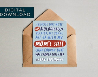 DIGITAL Step Dad Birthdat Day Card, Funny Birthday Card, Humor Card for Dad, Card From Kid, Cute Step Father Card