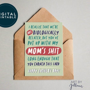 DIGITAL Step Dad Fathers Day Card, Fathers Day Funny Card, Humor Card for Dad, Card From Kid, Cute Step Fathers Day Card
