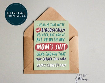 DIGITAL Step Dad Fathers Day Card, Fathers Day Funny Card, Humor Card for Dad, Card From Kid, Cute Step Fathers Day Card