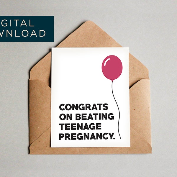 DIGITAL Beating Teen Pregnancy Card, Funny Birthday Card, 20th Birthday Card, Welcome to Your Twenty's Card, Digital Greeting Card