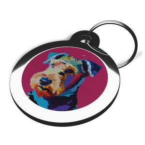 Airedale Terrier Pet Tag - Personalised Tags for Dogs - Various Designs Available