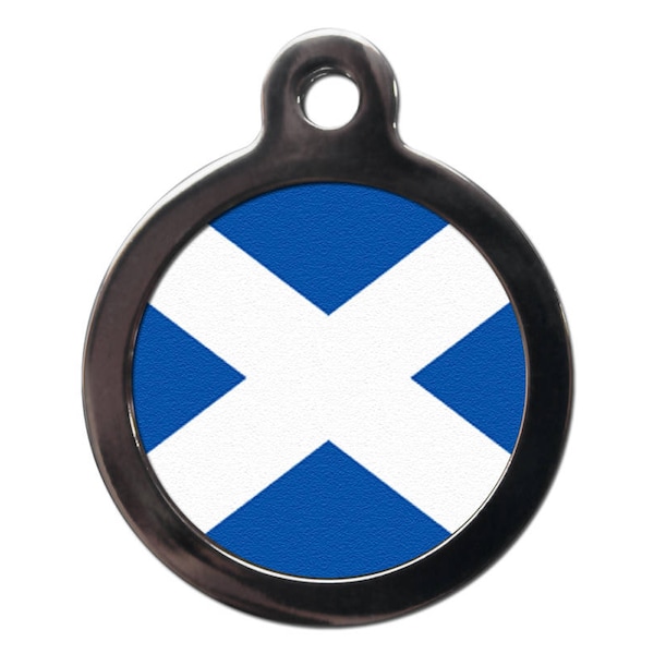 St Andrews Cross Scottish Pet Tag - Étiquettes d'identification de drapeau - Étiquettes d'identité pour chien et chat - Texte personnalisé au verso