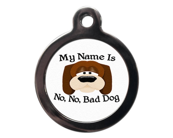 Funny Pet Tags My Name is No No Bad Dog Pet ID Tag Funny Dog Cat