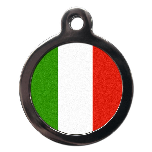 Flag of Italy Pet Tag - Italian Flag ID Tags-Custom Dog Cat Tags-FREE Personalized Text On Reverse-Pet Identification-Dog Name Tags