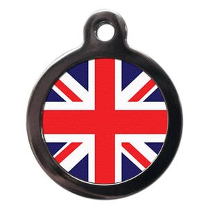 Union Jack Flag Pet Tag Flag ID Tags Dog Cat Name Address Id Tags Personalized Text On Reverse image 1
