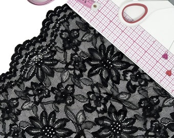Allover Lace Non-Stretch Lace in Floral Black – 1 Yard