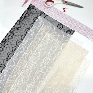 9.5&quot; (24cm) Wide, Delicate Stretch Lace - 1 Yard