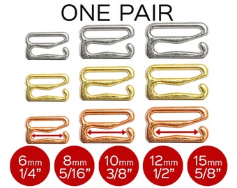Bra Strap Slider G Hooks in Silver, Gold or Rose Gold for Swimwear or Bra making – 1/4&quot;, 5/16&quot;, 3/8&quot;, 1/2&quot; or 5/8&quot; - Set of 2