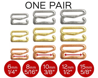 Bra Strap Slider G Hooks in Silver, Gold or Rose Gold for Swimwear or Bra making – 1/4", 5/16", 3/8", 1/2" or 5/8" - Set of 2