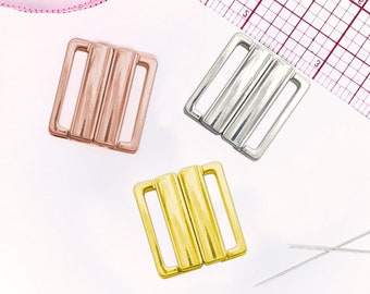 1" (25mm) Metal Front Closures - Silver, Rose Gold or Light Gold for Bra, Swimwear, and Lingerie