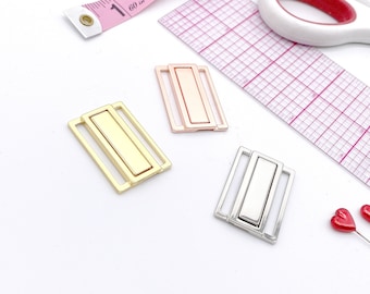 1 1/8" (30mm) Slim Metal Front Closures - Silver, Rose Gold or Gold for Bra, Swimwear and Lingerie