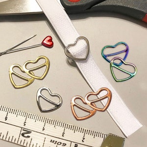 3/810mm, 1/212mm, 5/815mm Metal Heart-shaped Bra Strap Sliders Set of 2 for  Swimwear or Bra Making 