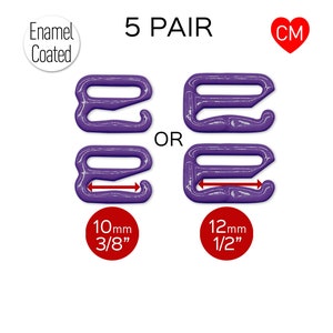 CLEARANCE- 5 Pair of Bra Strap Slider G Hooks in Enamel Coated Jewel Purple for Swimwear or Bra making- 3/8&quot; or 1/2&quot;