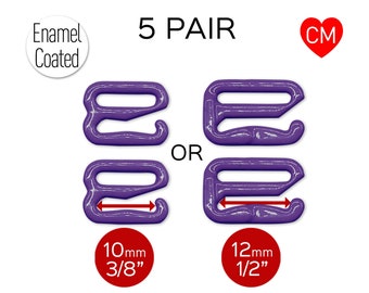 CLEARANCE- 5 Pair of Bra Strap Slider G Hooks in Enamel Coated Jewel Purple for Swimwear or Bra making- 3/8" or 1/2"