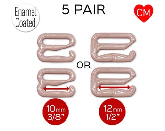 CLEARANCE- 5 Pair of Bra Strap Slider G Hooks in Enamel Coated Deep Beige for Swimwear or Bra making- 3/8" or 1/2"