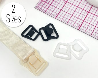 1/2" (12mm) or 3/4" (18mm) Maternity Bra Strap Hooks in Black, White & Ivory- Set of 2