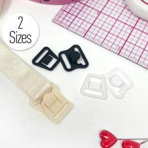 1/2&quot; (12mm) or 3/4&quot; (18mm) Maternity Bra Strap Hooks in Black, White & Ivory- Set of 2