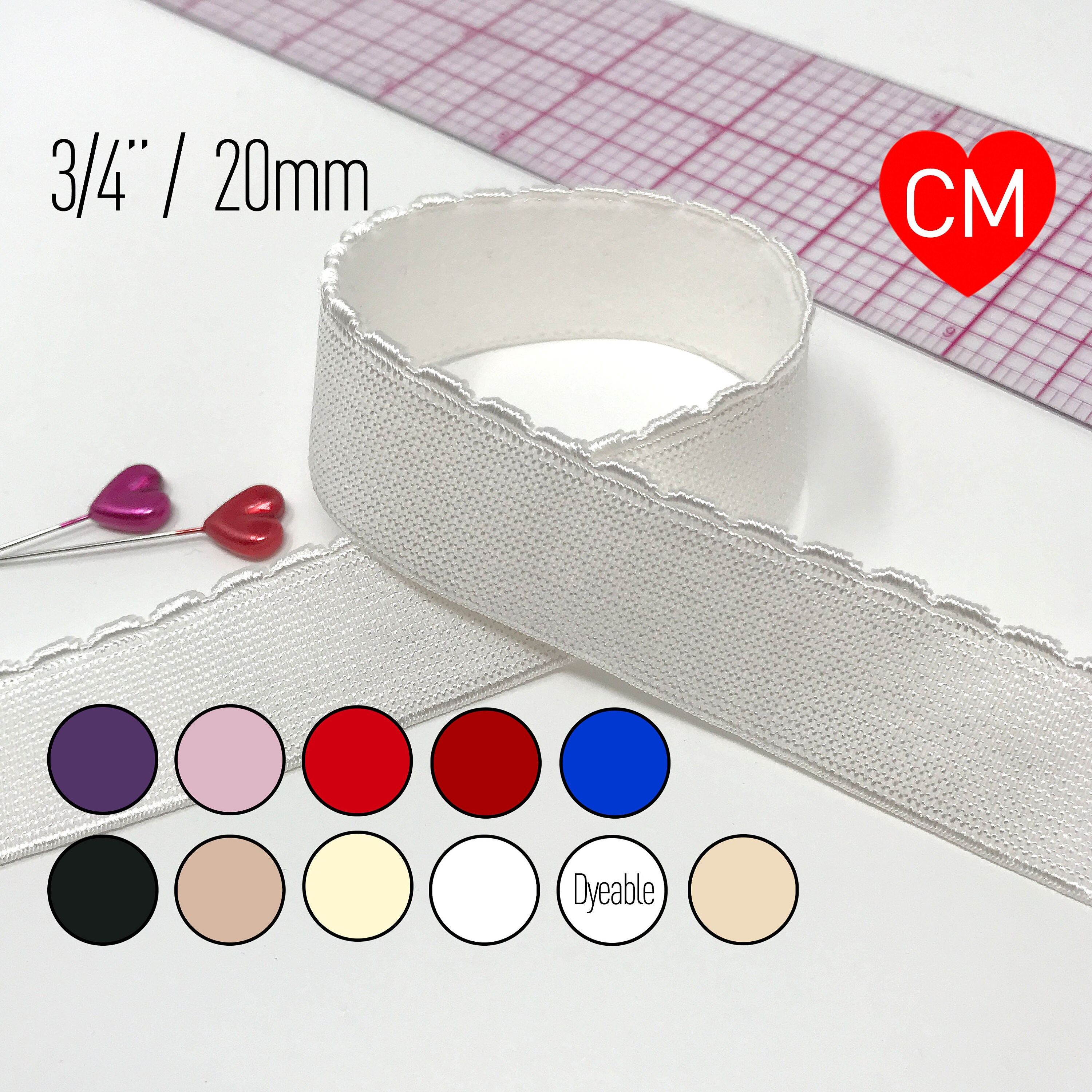 TO BE DISCONTINUED– 3/4" (20mm) Picot Elastic, Soft, Plush Back–…