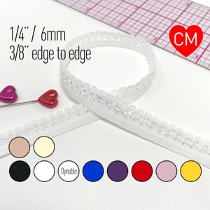 TO BE DISCONTINUED- 1/4&quot; (6mm), 3/8&quot; (10mm) edge to edge, Decorative Picot Elastic– 2 Yards