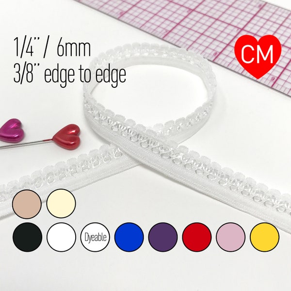 TO BE DISCONTINUED- 1/4" (6mm), 3/8" (10mm) edge to edge, Decorative Picot Elastic– 2 Yards