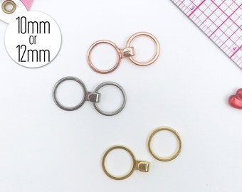 1/2" (12mm) or 3/8" (10mm) J-Hook with ring Set, Converts Bra into a Racer Back in Gold, Silver or Rose Gold