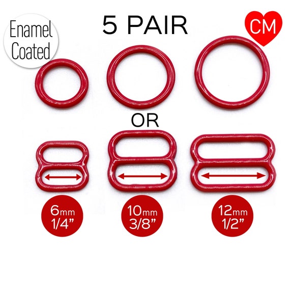 CLEARANCE 5 Pair of Rings OR Sliders in Regal Red for Bra Making