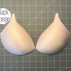 Molded Contoured Bra Cups, Inserts or Sewn In for Lingerie, Swimwear, Dance Costumes, Dresses in Beige or Black- Sizes 32-42