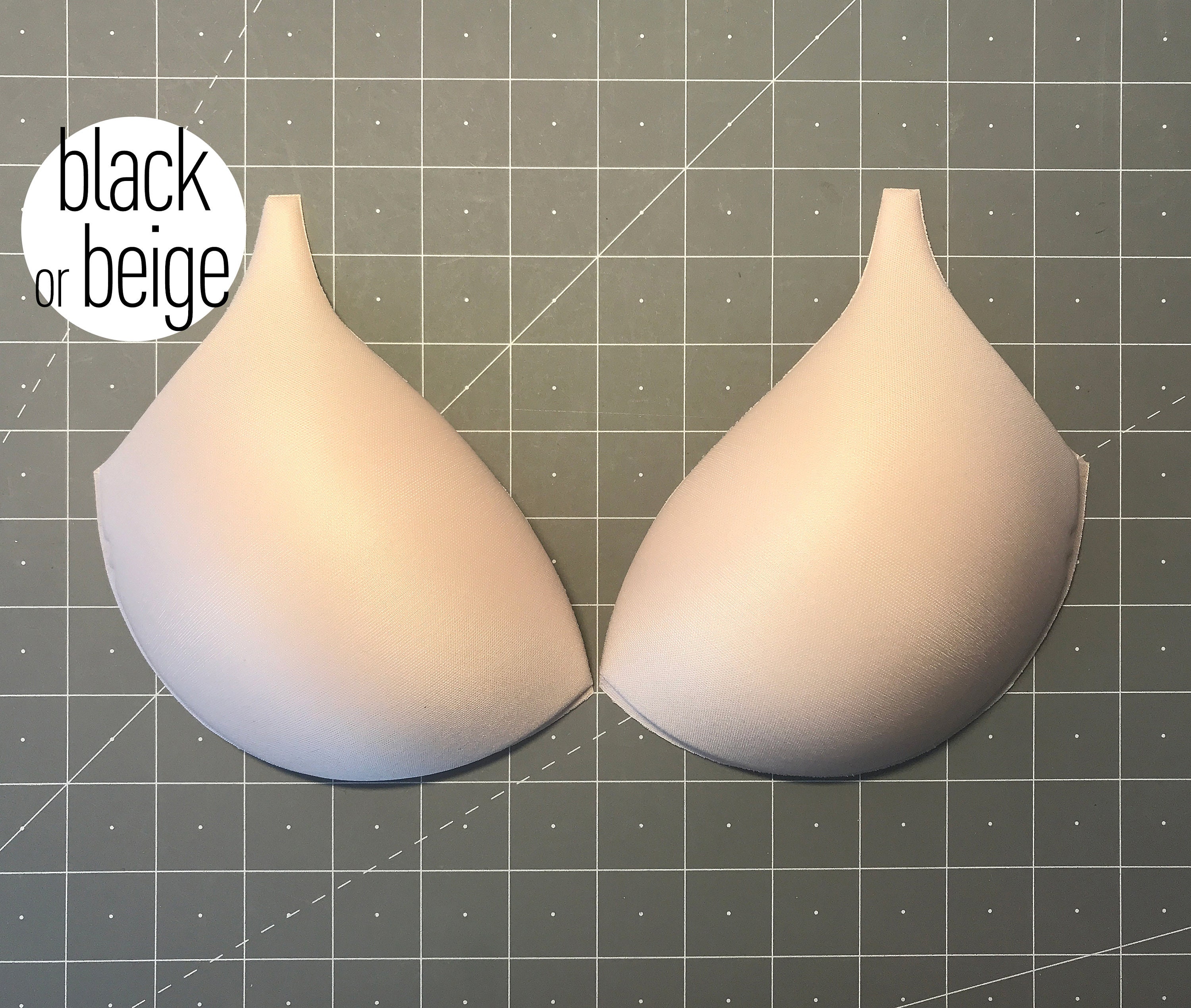 Sew in Bra Cups - Lightly Padded - A to E Cup Black (Black, C